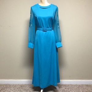 Mynette Long Blue Vintage Dress
